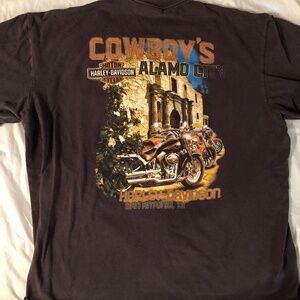 Harley Davidson Cowboys ALAMO CITY San Antonio Texas T-Shirt Brown XL